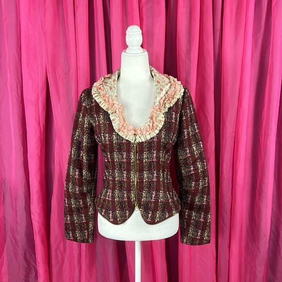 Custo Barcelona Y2K CorseJacket corset zip jacket in purple and gold 40 or 6 NWT